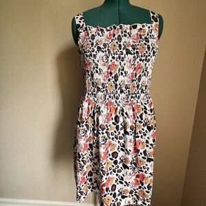 Tamsy Tank Sun Dress Plus Size Fit Most Rouched Sleeveless Lightweight Summer 3X
